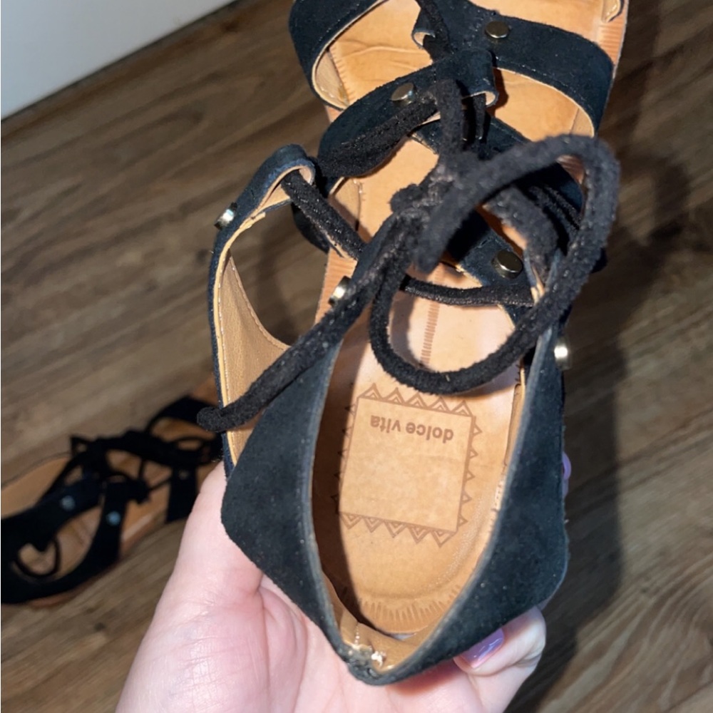 Dolce Vita Black Gladiator Lace Up Sandals - Picture 10 of 11